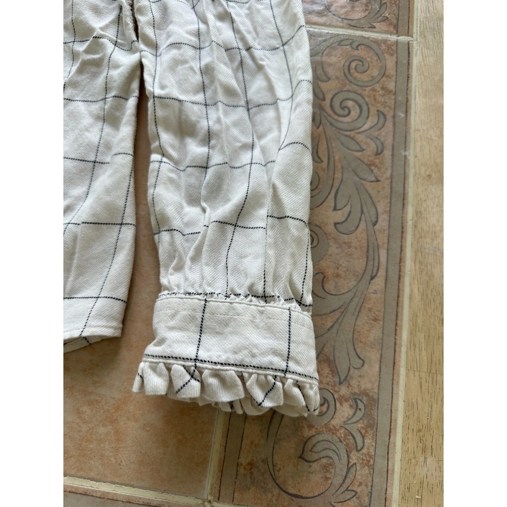 UNTUCKit For Her Ivory Winona Window Pane Button Down Shirt Women size 14 - Picture 6 of 9